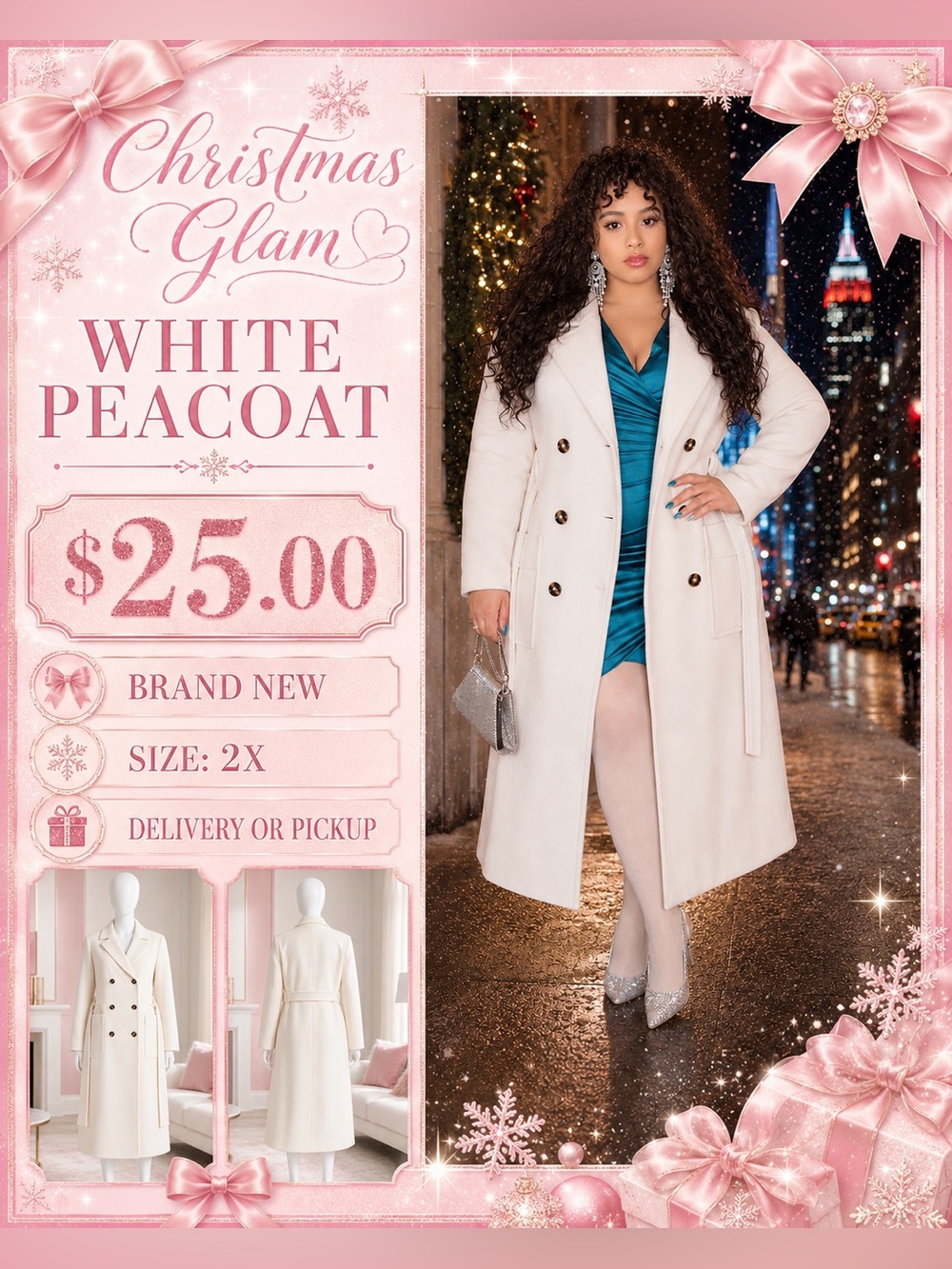 Boohoo Plus White Peacoat - Women's Coat